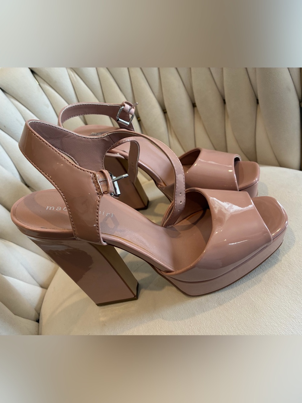 Madden Girl Nude Patent Platform Sandals